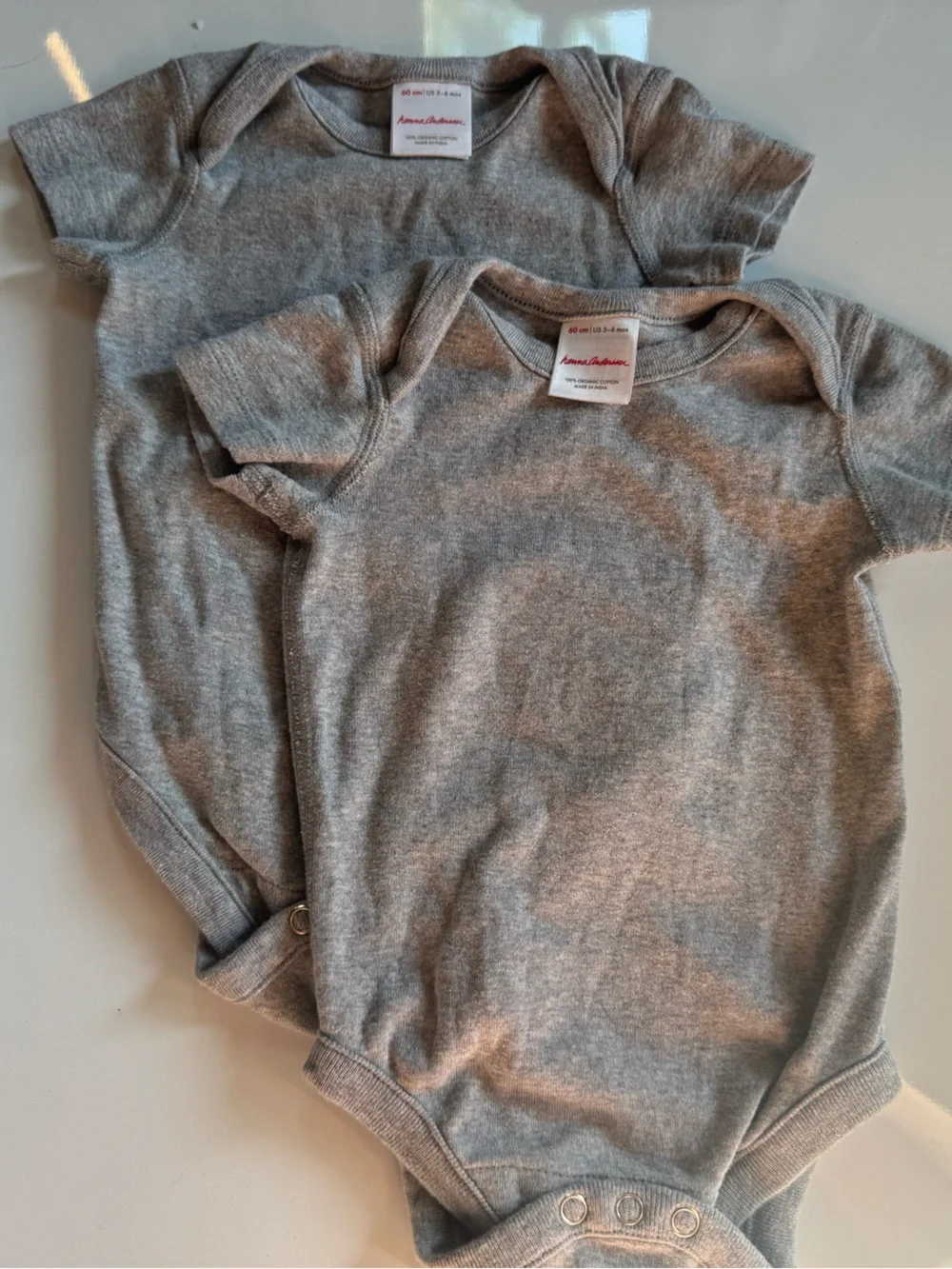 Hanna Andersson Heather Gray Organic Cotton Baby Onesies - Set of 2